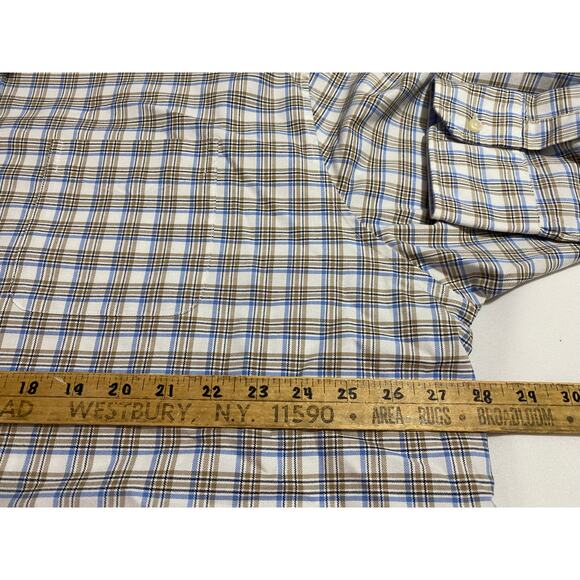 Daniel Cremieux Plaid Shirt Size 2XB Blue Beige White Button-Down Big & Tall - Picture 6 of 9